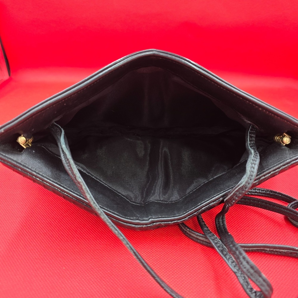 Vintage Leather Snake Skin Shoulder Bag Purse 1980's Hinge Closure - Picture 3 of 4